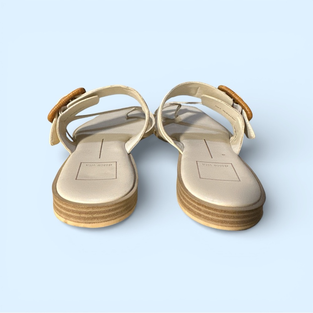 Dolce Vita Ivory Buckle Thong Slide Sandals Size 9 - Picture 3 of 8